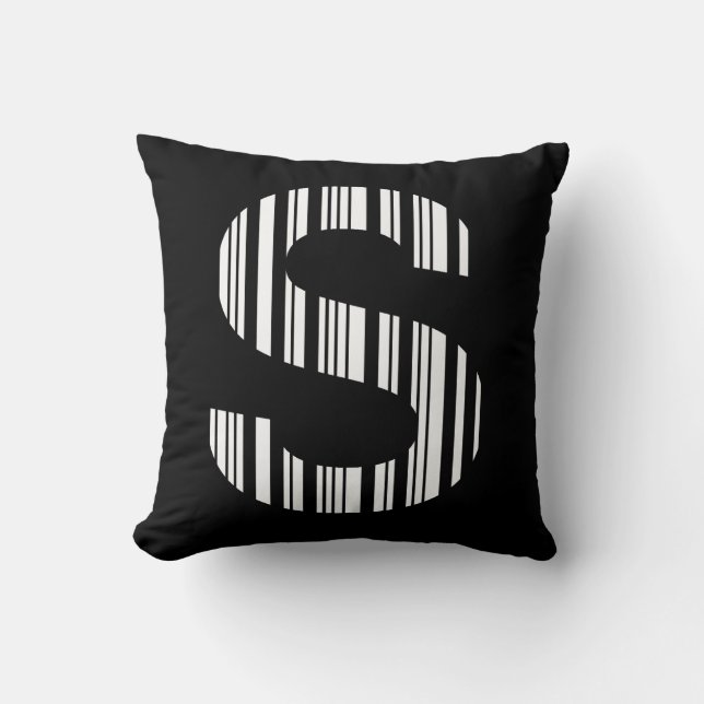 LETTER S BAR CODE Erstes erstes Barcode-Muster Kissen (Vorderseite)