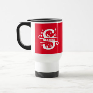 Letter S Christmas Monogram, Anfangsname Rot Reisebecher
