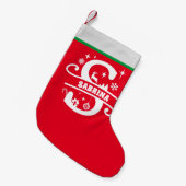 Letter S Christmas Monogram Initial Name Red White Kleiner Weihnachtsstrumpf (Vorderansicht (hängend))