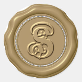 *~* Letter S Diamond Circle GOLD Wax Siegel Sticke Runder Aufkleber