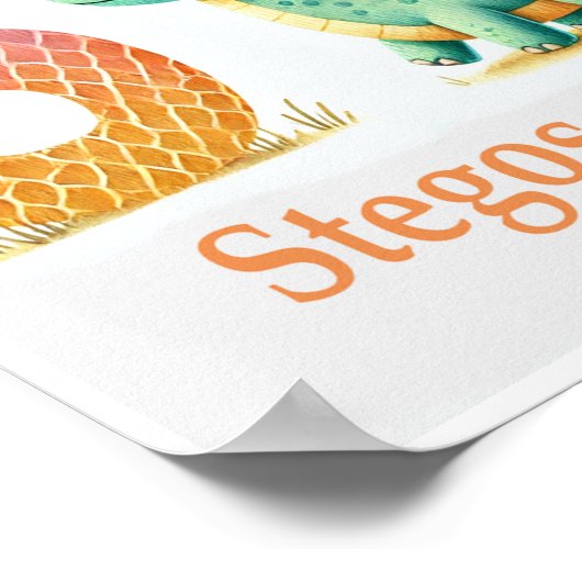 Letter S, Dinosaur Alphabet Watercolor Poster (Ecke)