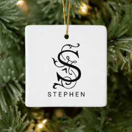 Letter S Elegant Monogram Christmas Ornament