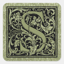 Letter S First Letter Monogram Quadratischer Aufkleber