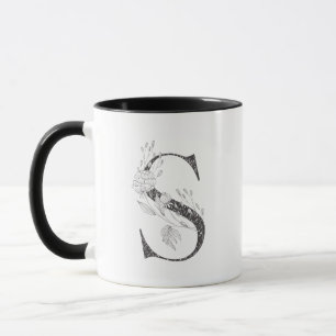 Letter S Floral Mit Monogramm Schwarz-Weiß-Tasse Tasse
