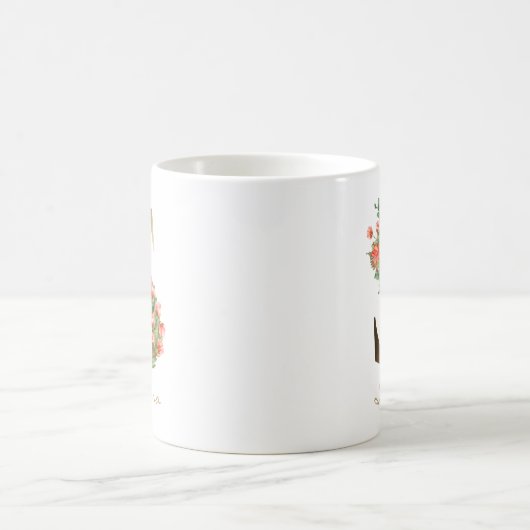 Letter S Gold Monogram Orange Florals Kaffeetasse (Mittel)