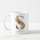 Letter S Gold Monogram Orange Florals Kaffeetasse (Links)