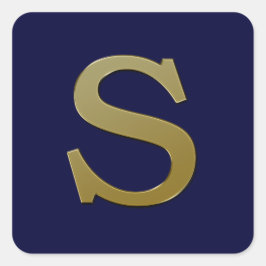 Letter S Gold Square Sticker