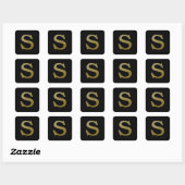 Letter S Gold Square Sticker (Blatt)