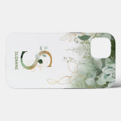 Letter S Green Fern & Succulent Case-Mate iPhone Hülle (Rückseite (Horizontal))