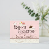 Letter S Happy Birthday Cupcake Business Postkarte (Stehend Vorderseite)