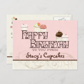 Letter S Happy Birthday Cupcake Business Postkarte (Vorne/Hinten)