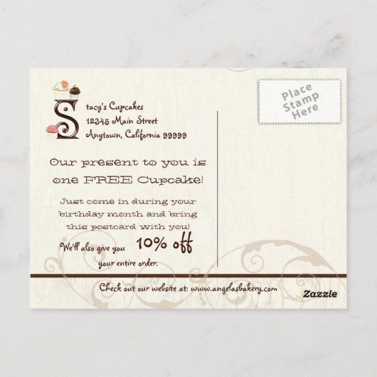 Letter S Happy Birthday Cupcake Business Postkarte (Rückseite)
