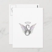 Letter S Initial Monogram mit Angel Wings & Halo Postkarte (Vorne/Hinten)