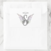Letter S Initial Monogram mit Angel Wings & Halo Rechteckiger Aufkleber (Tasche)