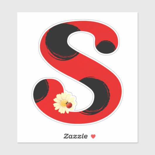 Letter S Ladybug Print with Ladybug and Blume Aufkleber (Blatt)