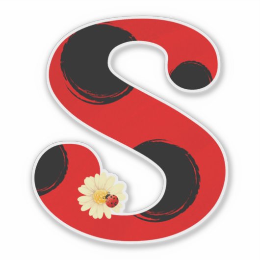 Letter S Ladybug Print with Ladybug and Blume Aufkleber (Vorderseite)
