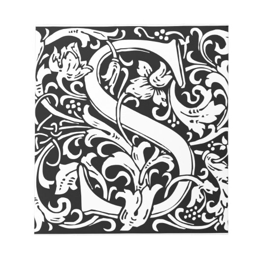 Letter S Medieval Monogram Vintag Initial Notizblock (Vorderseite)