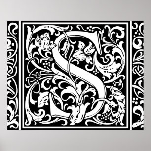 Letter S Medieval Monogram Vintag Initial Poster