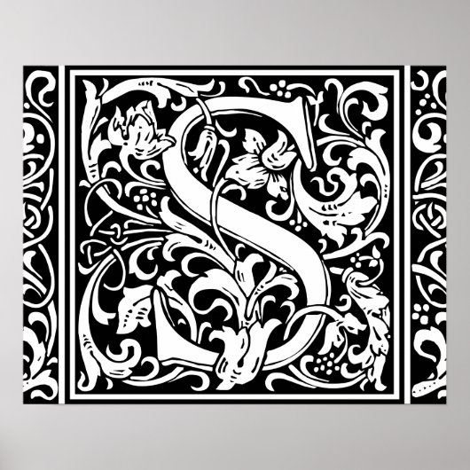 Letter S Medieval Monogram Vintag Initial Poster (Vorne)
