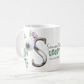 Letter S mit eleganten Blume Kaffeetasse (Vorderseite Links)