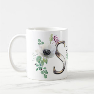 Letter S mit eleganten Blume Kaffeetasse