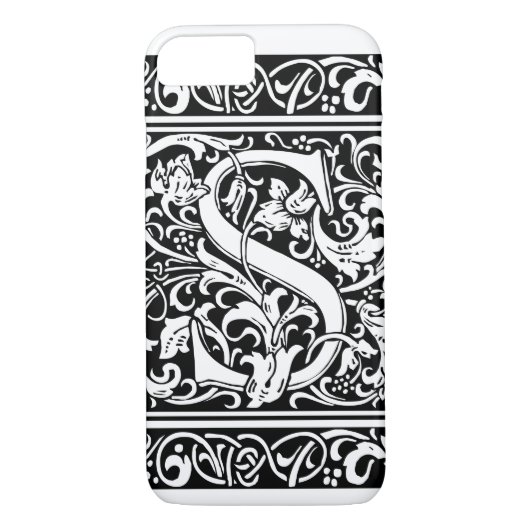 Letter S mittelalterliches Monogramm Art Nouveau Case-Mate iPhone Hülle (Rückseite)