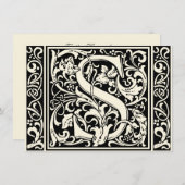 Letter S mittelalterliches Monogramm Art Nouveau Einladung (Vorne/Hinten)