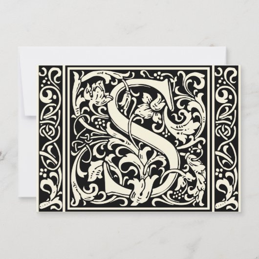Letter S mittelalterliches Monogramm Art Nouveau Einladung (Vorderseite)