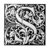 Letter S mittelalterliches Monogramm Art Nouveau Fliese (Vorderseite)