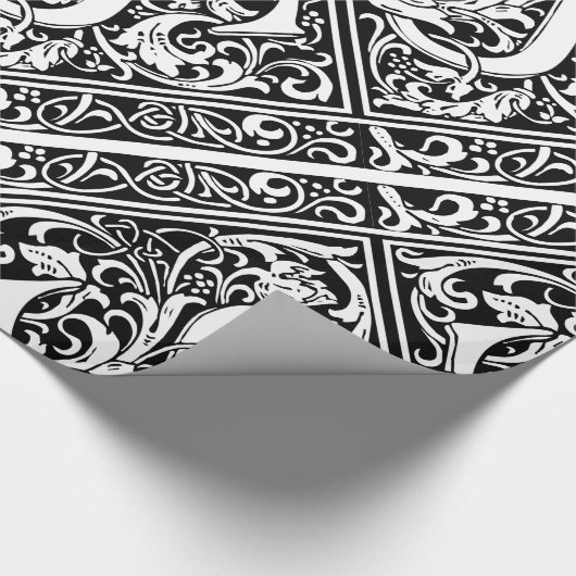 Letter S mittelalterliches Monogramm Art Nouveau Geschenkpapier (Ecke)