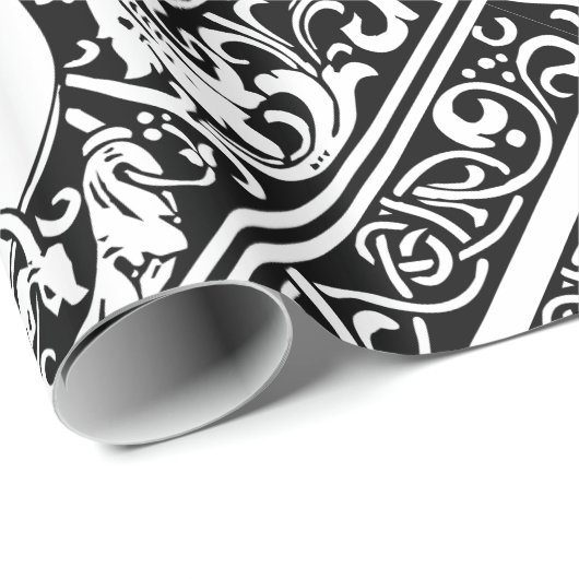 Letter S mittelalterliches Monogramm Art Nouveau Geschenkpapier (Rolleneckpunkt)