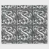 Letter S mittelalterliches Monogramm Art Nouveau Geschenkpapier (Flach)