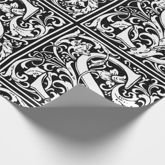 Letter S mittelalterliches Monogramm Art Nouveau Geschenkpapier (Ecke)