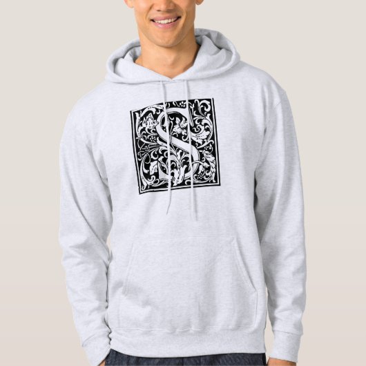 Letter S mittelalterliches Monogramm Art Nouveau Hoodie (Vorderseite)