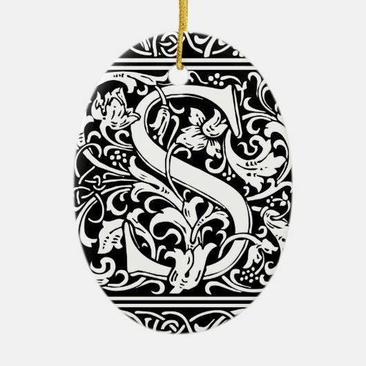 Letter S mittelalterliches Monogramm Art Nouveau Keramik Ornament (Vorne)