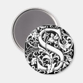 Letter S mittelalterliches Monogramm Art Nouveau Magnet (Vorderseite/Rückseite)
