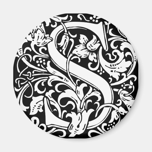 Letter S mittelalterliches Monogramm Art Nouveau Magnet (Vorne)