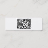 Letter S mittelalterliches Monogramm Art Nouveau Mini Visitenkarte (Rückseite)