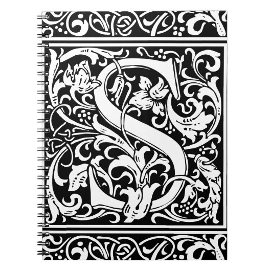 Letter S mittelalterliches Monogramm Art Nouveau Notizblock (Vorderseite)