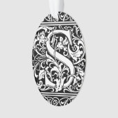 Letter S mittelalterliches Monogramm Art Nouveau Ornament (Vorderseite)