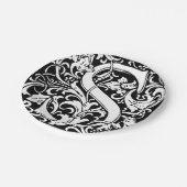 Letter S mittelalterliches Monogramm Art Nouveau Pappteller (Schrägansicht)