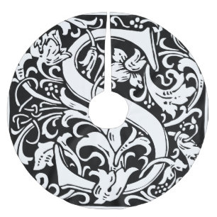 Letter S mittelalterliches Monogramm Art Nouveau Polyester Weihnachtsbaumdecke