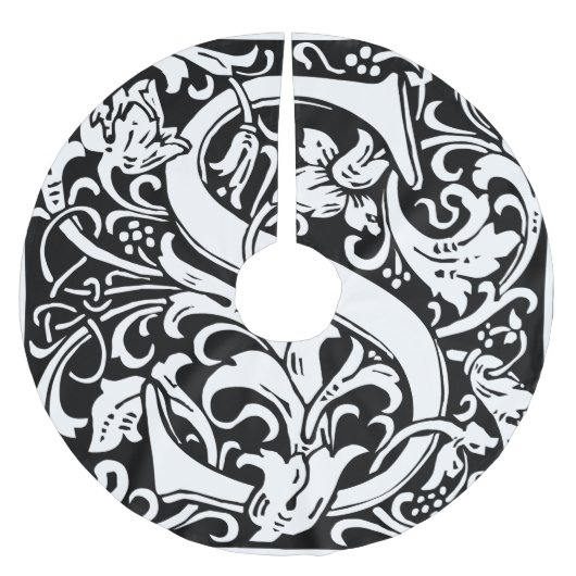 Letter S mittelalterliches Monogramm Art Nouveau Polyester Weihnachtsbaumdecke (Vorderseite)