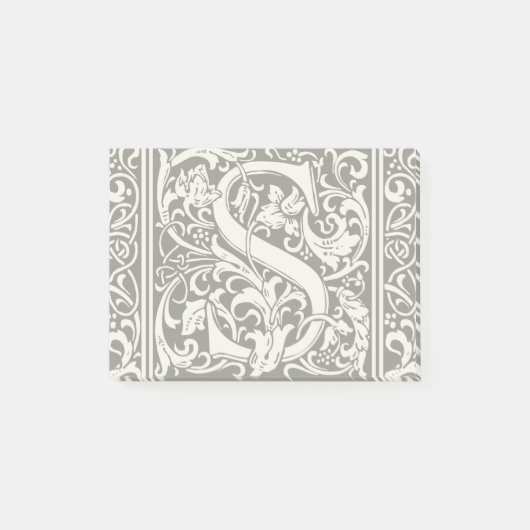 Letter S mittelalterliches Monogramm Art Nouveau Post-it Klebezettel (Vorderseite)