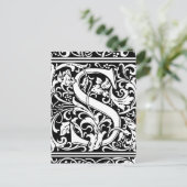 Letter S mittelalterliches Monogramm Art Nouveau Postkarte (Stehend Vorderseite)