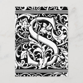 Letter S mittelalterliches Monogramm Art Nouveau Postkarte