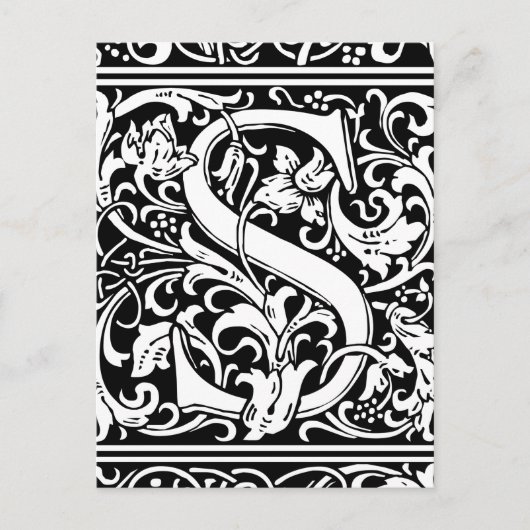 Letter S mittelalterliches Monogramm Art Nouveau Postkarte (Vorderseite)