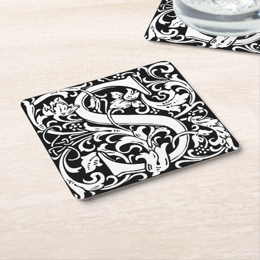Letter S mittelalterliches Monogramm Art Nouveau Rechteckiger Pappuntersetzer (angewinkelt)