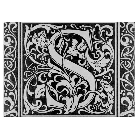 Letter S mittelalterliches Monogramm Art Nouveau Schneidebrett (Vorderseite)