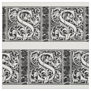 Letter S mittelalterliches Monogramm Art Nouveau Stoff